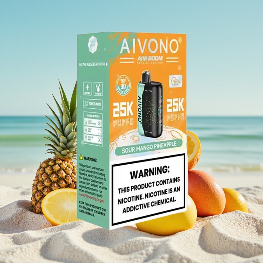 Aivono AIM BOOM 25000 Puffs Skābs Mango Ananāss 0-5 28ml 650mAh