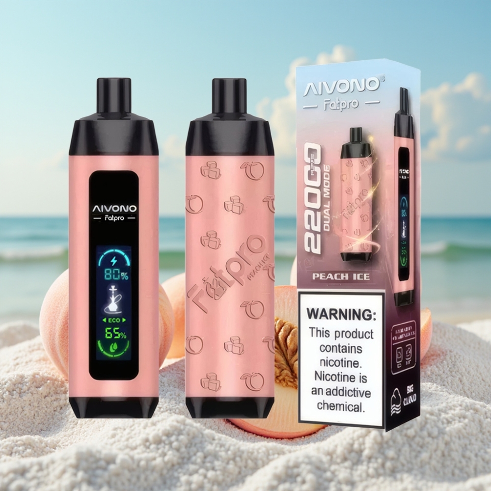 Aivono AIM FATPRO 22000 Puffs Persiku Ledus 0-5 Nikotīns 28ml 600mAh