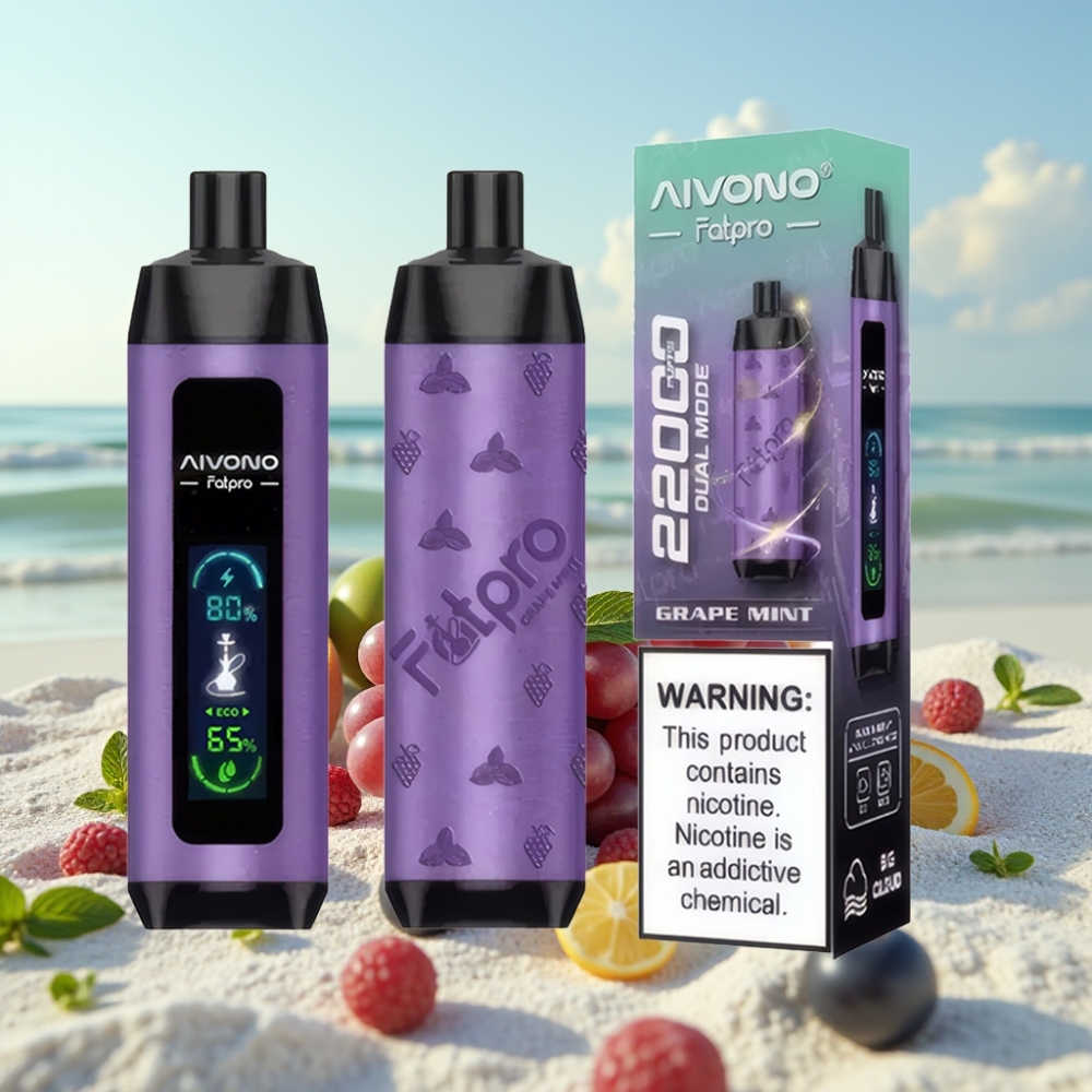 Aivono AIM FATPRO 22000 Pūši 28ml Vīnogu Mētra 0–5 Nikotīns