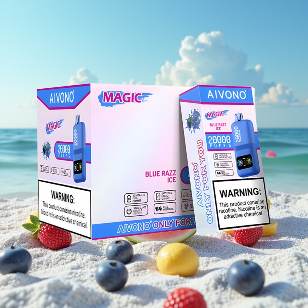 Aivono AIM MAGIC 20000 Puffu Disposable Vape Zilā Aveņu Ledus 0-5 Nikotīns 26ml 600mAh