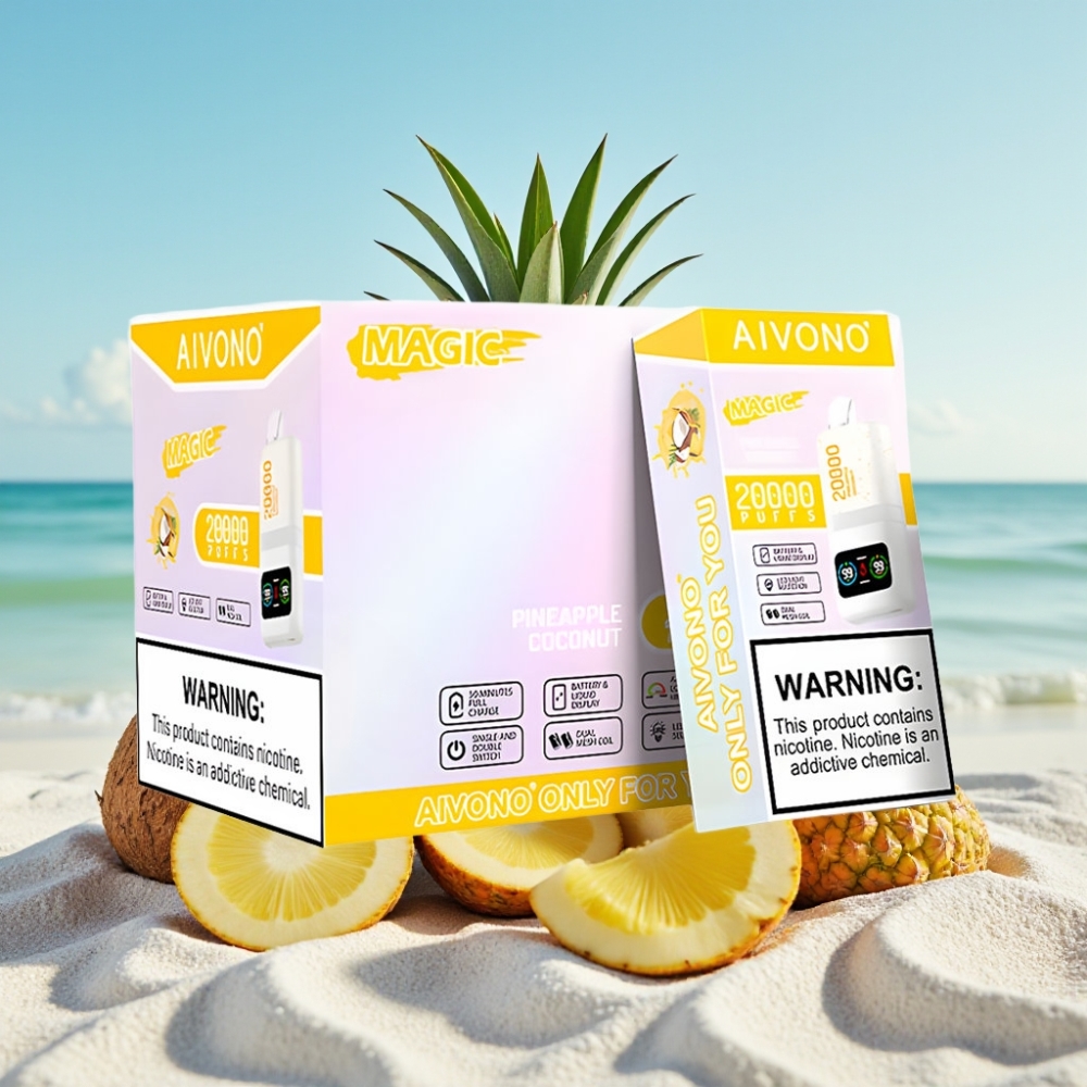 Aivono AIM MAGIC 20000 Pūšu Disposable Vape Ananāsu Kokosrieksts 26ml 5 Nikotīns