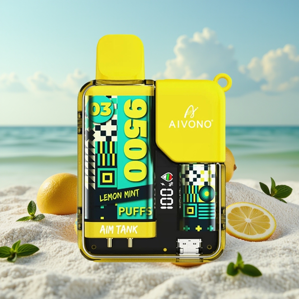 Aivono AIM-TANK 9500 Iebāzsmiegs Citrons Mētra 18ml 650mAh LCD