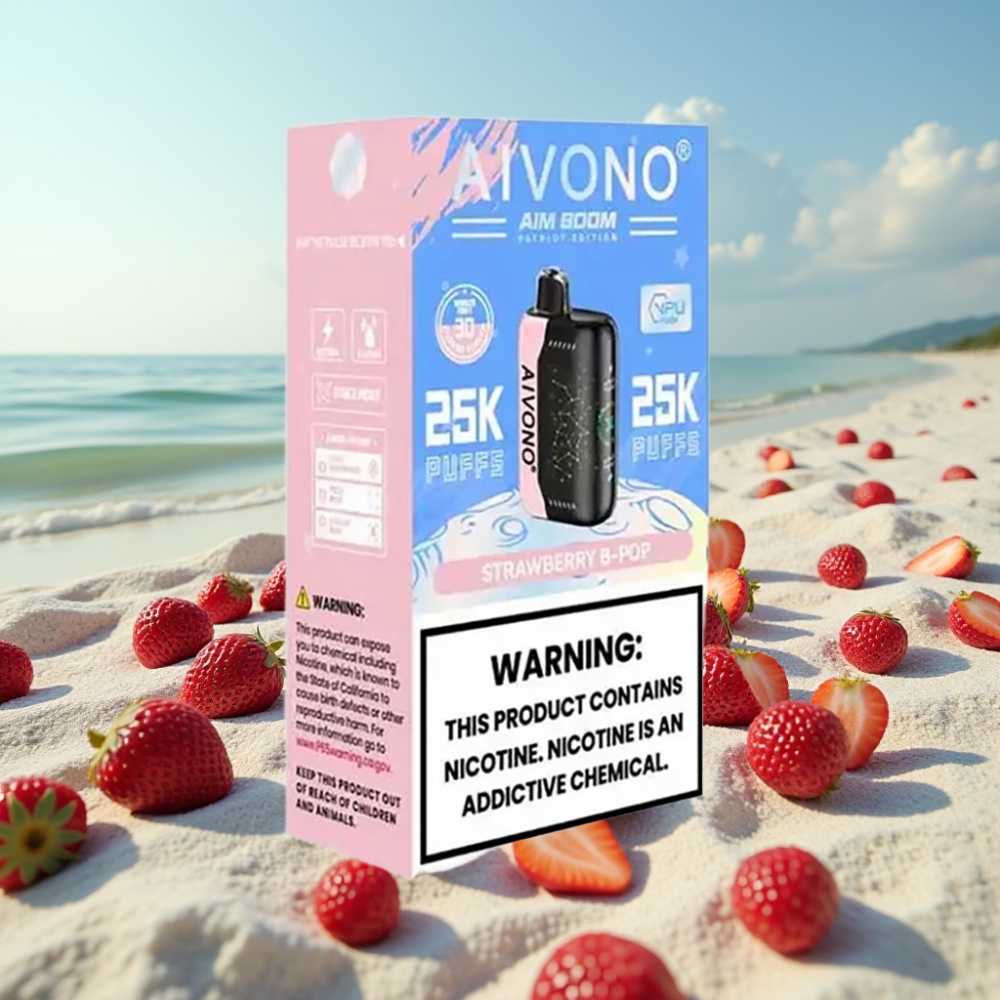 Aivono Aim Boom 25000 Puffs 0-5 Nikotīns 28ml Zemeņu B Pop