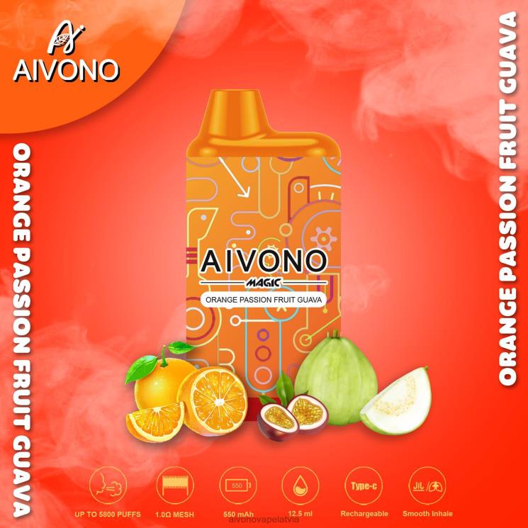 Aivono Latvia - Aivono AIM MAGIC 5800 mouth box cigarete apelsīnu marakujas gvajava 4V8XV90