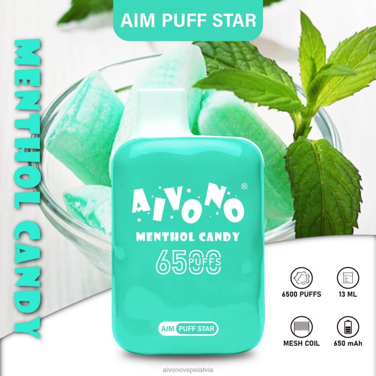 Aivono Latvia - Aivono AIM PUFF STAR 6500 mentola konfektes 4V8XV295
