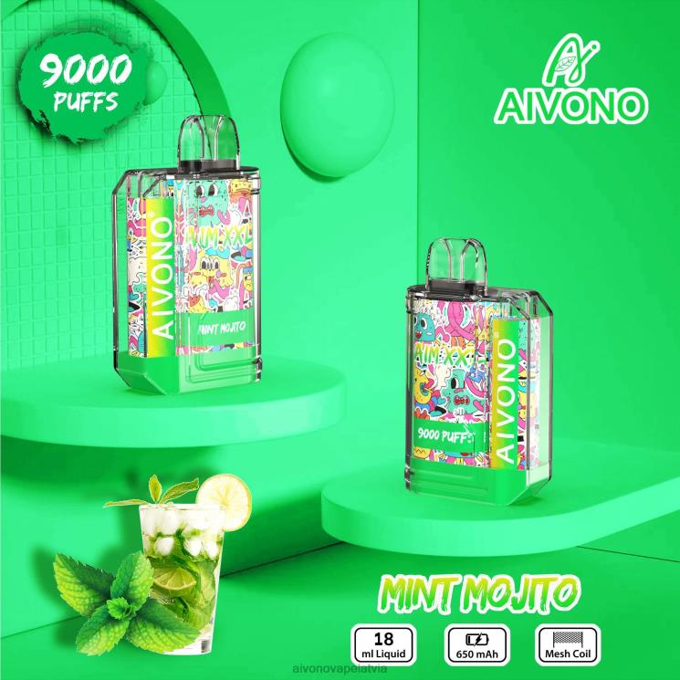 Aivono Latvia - Aivono AIM XXL 9000 mutes uzlīme caurspīdīga piparmētru mohito 4V8XV55