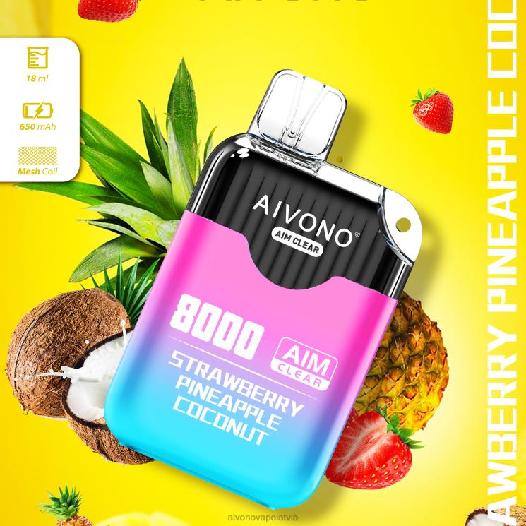 Aivono Puffs - Aivono AIM CLEAR 8000 zemeņu ananāsu kokosrieksts 4V8XV207