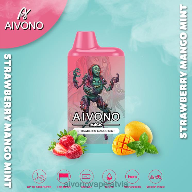 Aivono Puffs - Aivono AIM MAGIC 5800 mouth box cigarete zemeņu mango piparmētra 4V8XV97