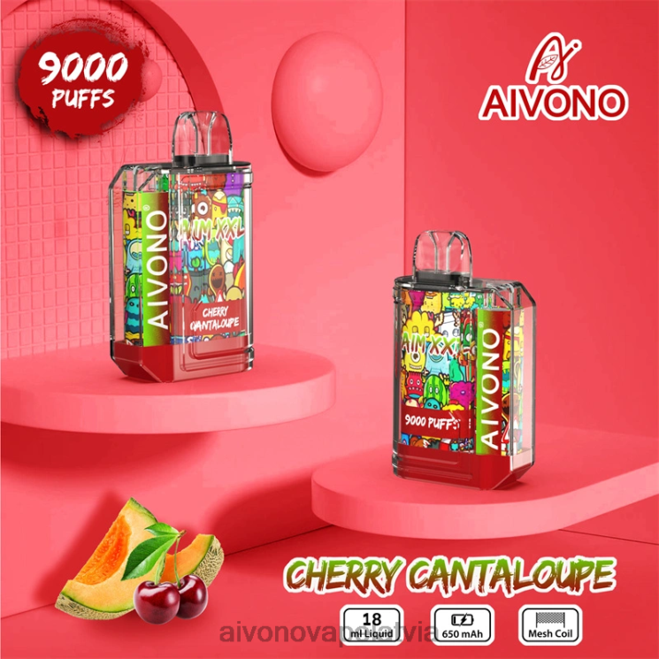 Aivono Puffs - Aivono AIM XXL 9000 mutes uzlīme caurspīdīga ķiršu kantalupa 4V8XV57