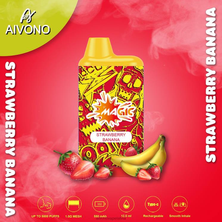 Aivono Vape - Aivono AIM MAGIC 5800 mouth box cigarete zemeņu banāns 4V8XV93