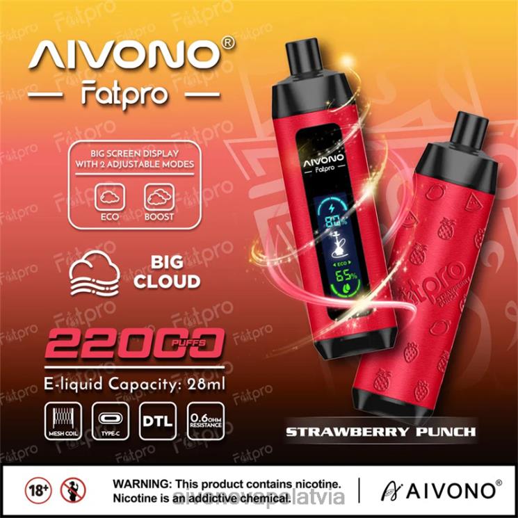 Aivono Vape - Aivono Fatpro 22000 zemeņu punčs 4V8XV8