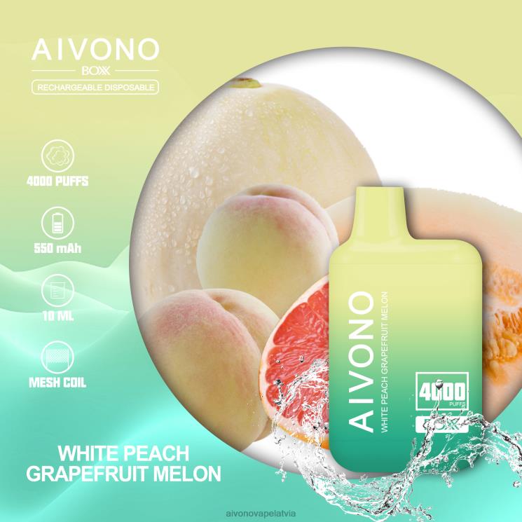 Aivono Vape Latvia - Aivono AIM BOXX 4000 baltā persiku greipfrūta melone 4V8XV224