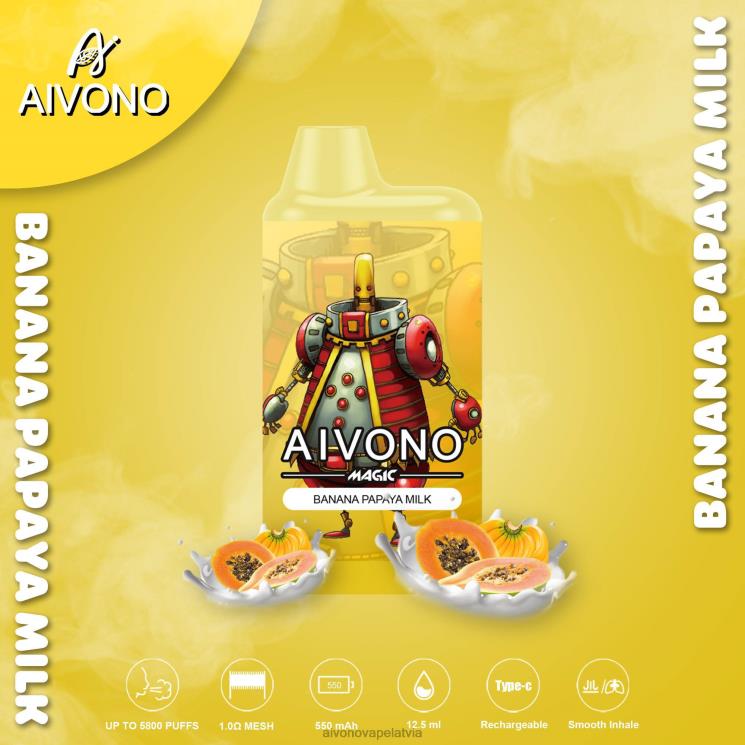 Aivono Vape Latvia - Aivono AIM MAGIC 5800 mouth box cigarete banānu papaijas piens 4V8XV94