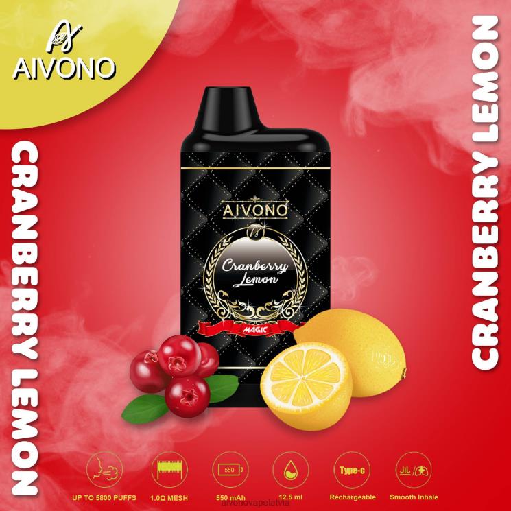 Aivono Vape Latvia - Aivono AIM MAGIC 5800 mouth box cigarete dzērveņu citrons 4V8XV89