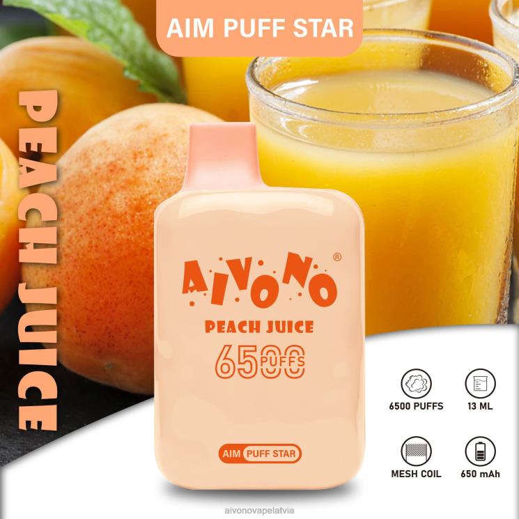 Aivono Vape Latvia - Aivono AIM PUFF STAR 6500 persiku sula 4V8XV289