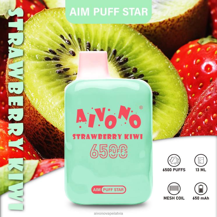 Aivono Vape Latvia - Aivono AIM PUFF STAR 6500 zemeņu kivi 4V8XV294