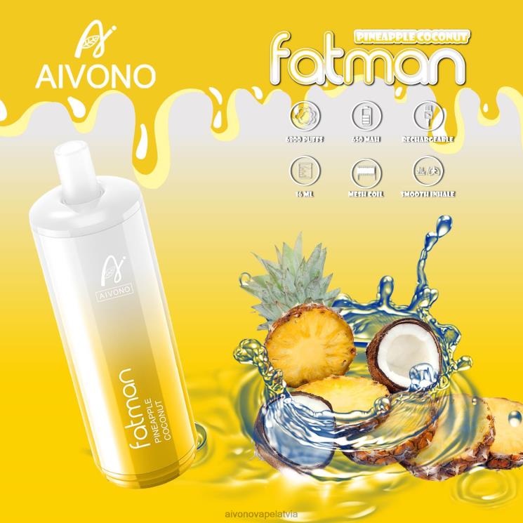 Aivono Vape Latvia - Aivono FATMAN 6800 ananāsu kokosrieksts 4V8XV29