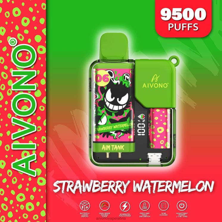Aivono Vape Review - Aivono AIM TANK 9500 zemeņu arbūzs 4V8XV46