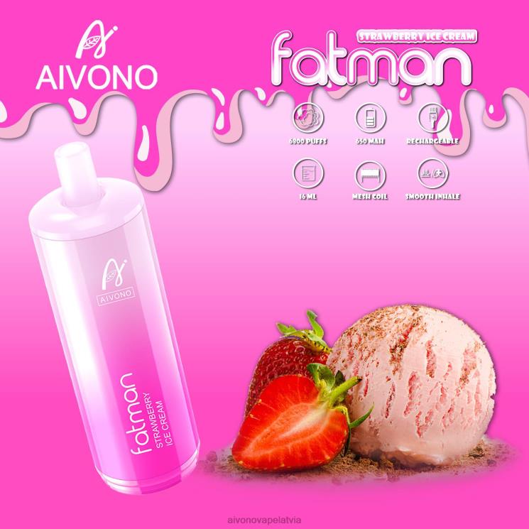 Aivono Vape Review - Aivono FATMAN 6800 zemeņu saldējums 4V8XV21