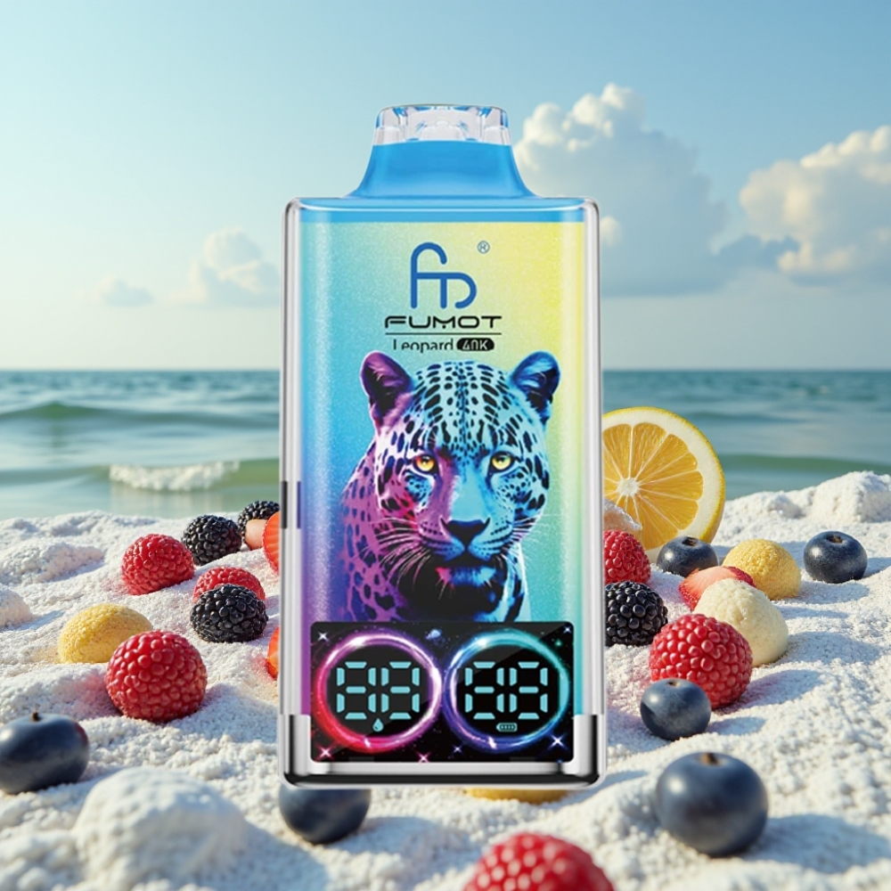 Fumot Leopard 40K Puffs Disposable Vape Melnais Pūķis Ledus 0-5 Nicotine 700mAh Dual Mesh