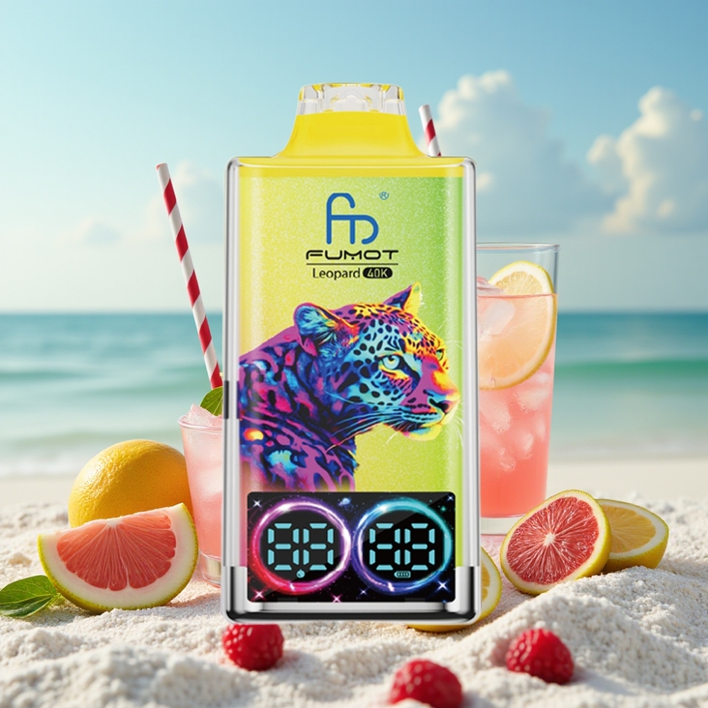 Fumot Leopard 40K Puffs Disposable Vape Rozā Citronāde 700mAh 0-5 Nikotīns Type-C Digitālais Displejs
