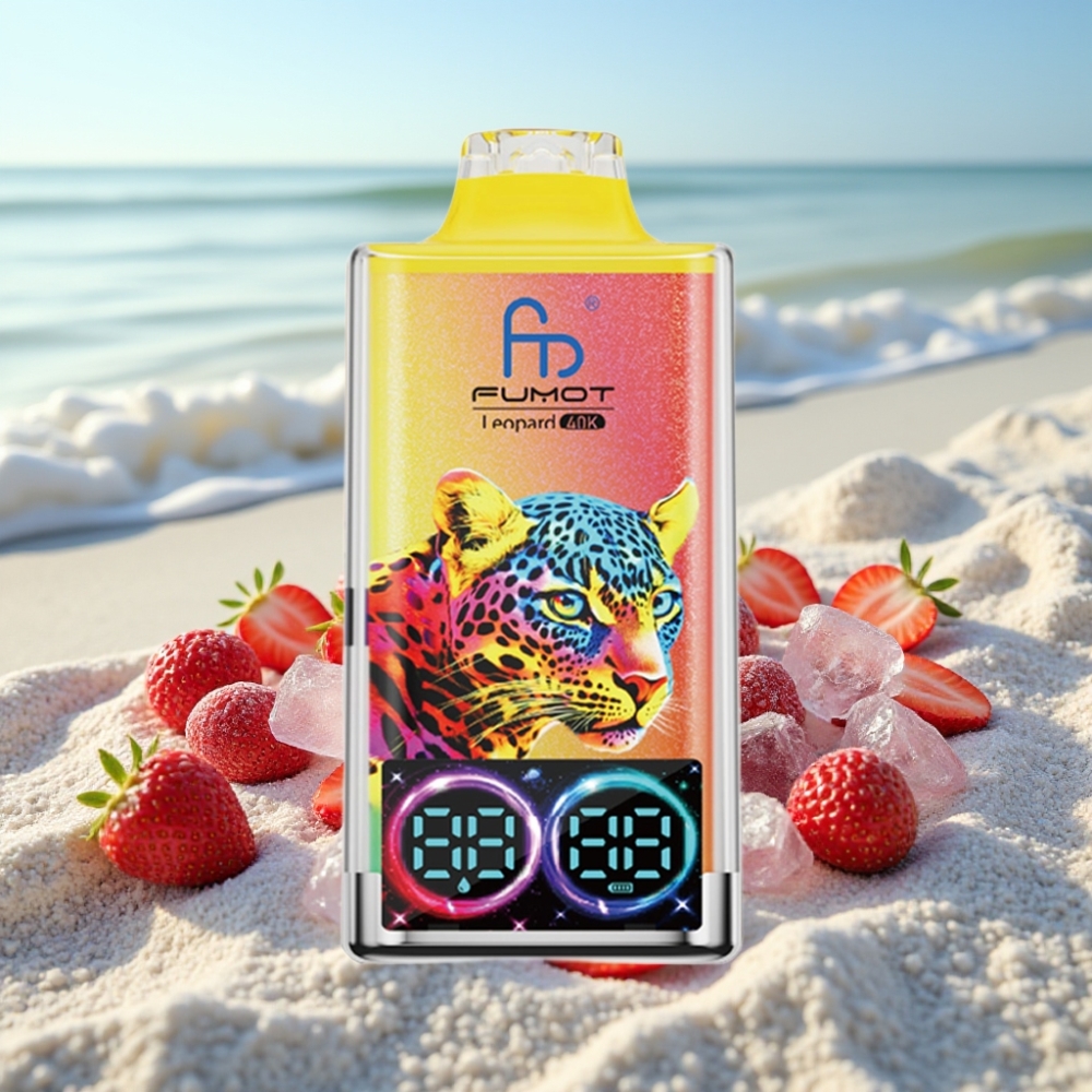 Fumot Leopard 40K Puffs Disposable Vape Zemeneņu Ledus 0-5 Nikotīns 700mAh Dual Mesh Type-C