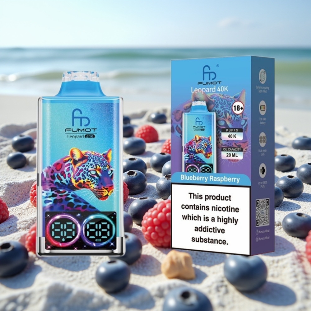 Fumot Leopard 40K Puffs Disposable Vape Zilā Aveņu Avenes 5 Nikotīns 700mAh Type-C