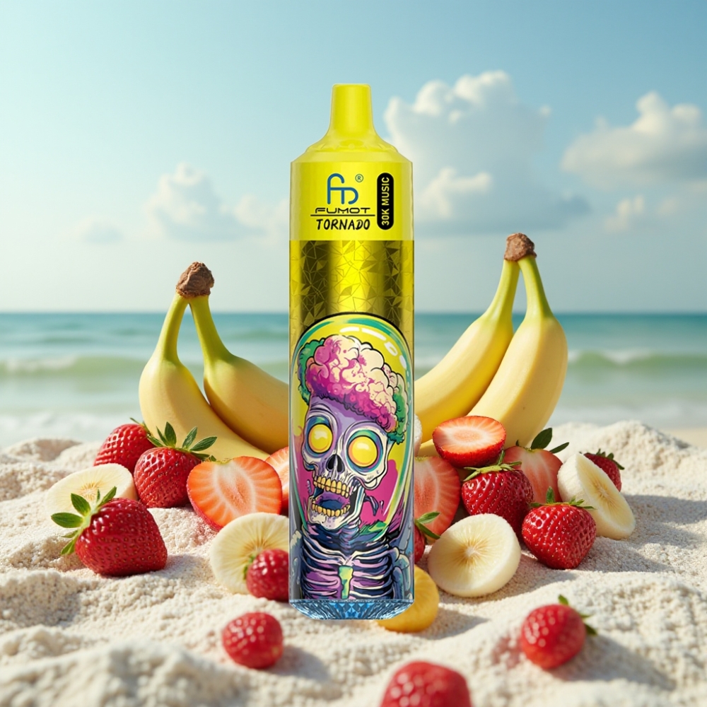 Fumot RandM Tornado 30000 Puffs 30mL Banānu Zemenes LED 600mAh