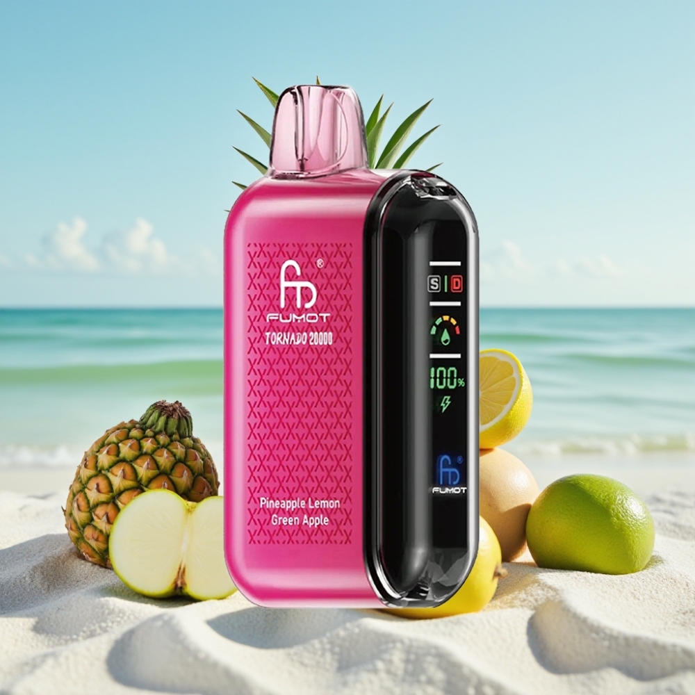 Fumot Tornado 20000 Puffs Disposable Vape Ananāsu Citrons Zaļā Ābele 20ml 850mAh