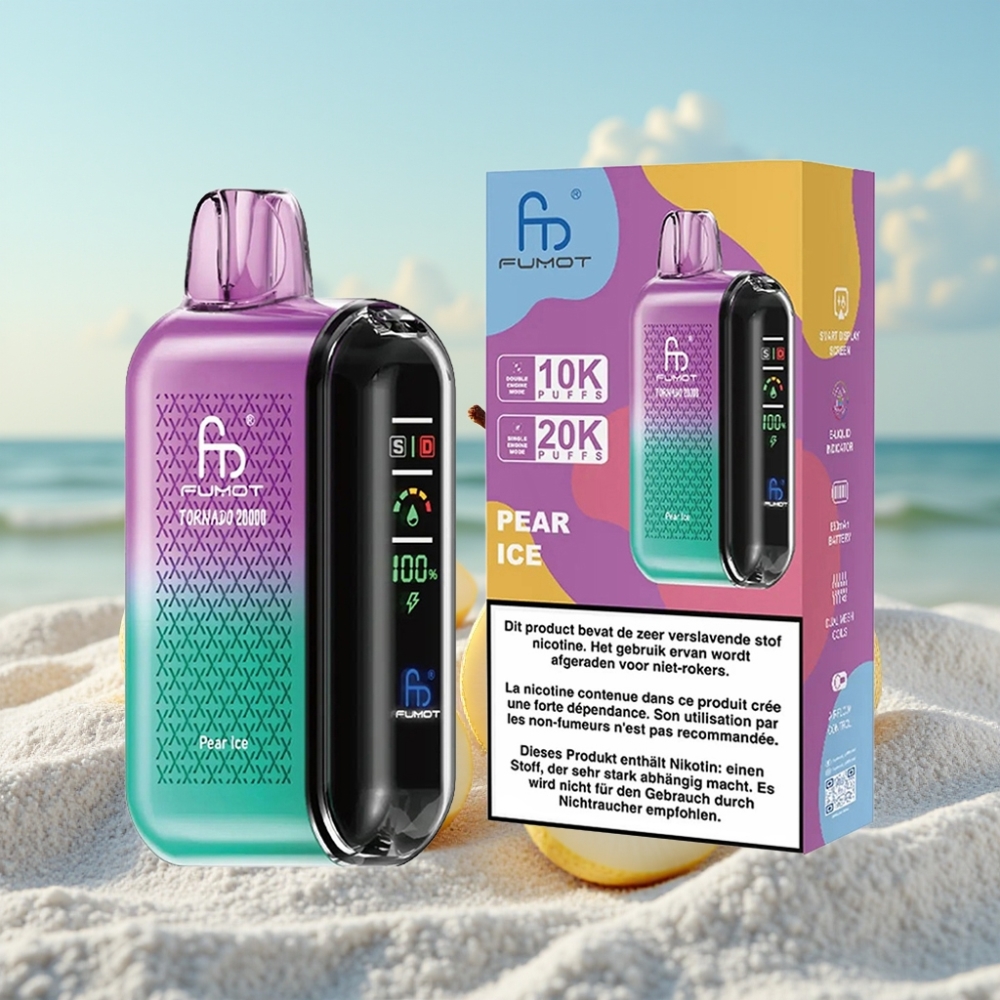 Fumot Tornado 20000 Puffs Disposable Vape Bumbuļa Ledus ar Dual Mesh Coil un 20ml E-liquid