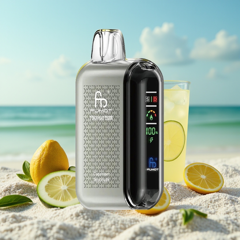 Fumot Tornado 20000 Puffs Disposable Vape Gurkšu Limonāde 20ml Dual Mesh 850mAh