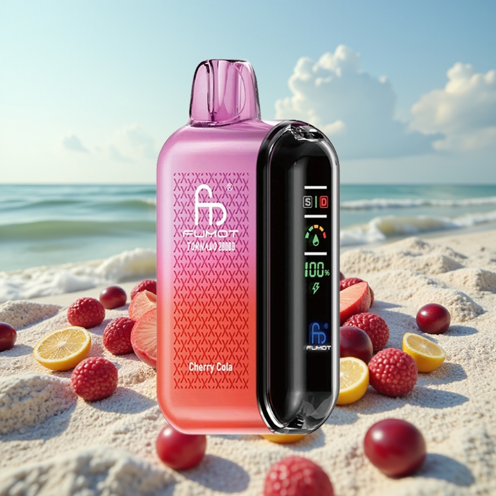 Fumot Tornado 20000 Puffs Disposable Vape Kiršu Kola Dual Mesh 20ml 850mAh