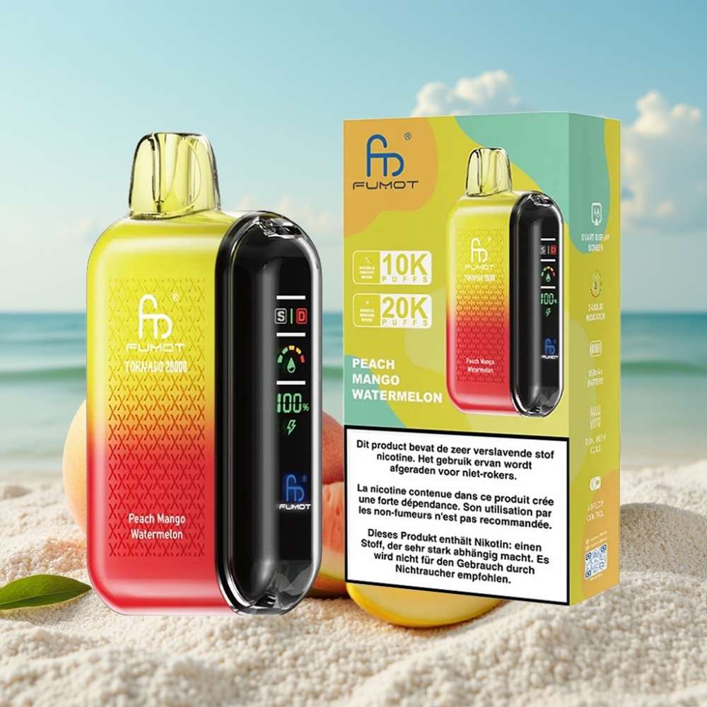 Fumot Tornado 20000 Puffs Disposable Vape Persiku Mango Arbūzs (20ml 850mAh)