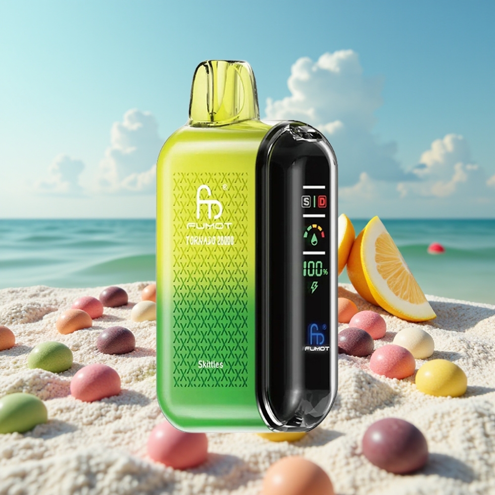 Fumot Tornado 20000 Puffs Disposable Vape Skittles (Skittles) ar 20ml e-šķidrumu 850mAh bateriju un 2 nikotīna