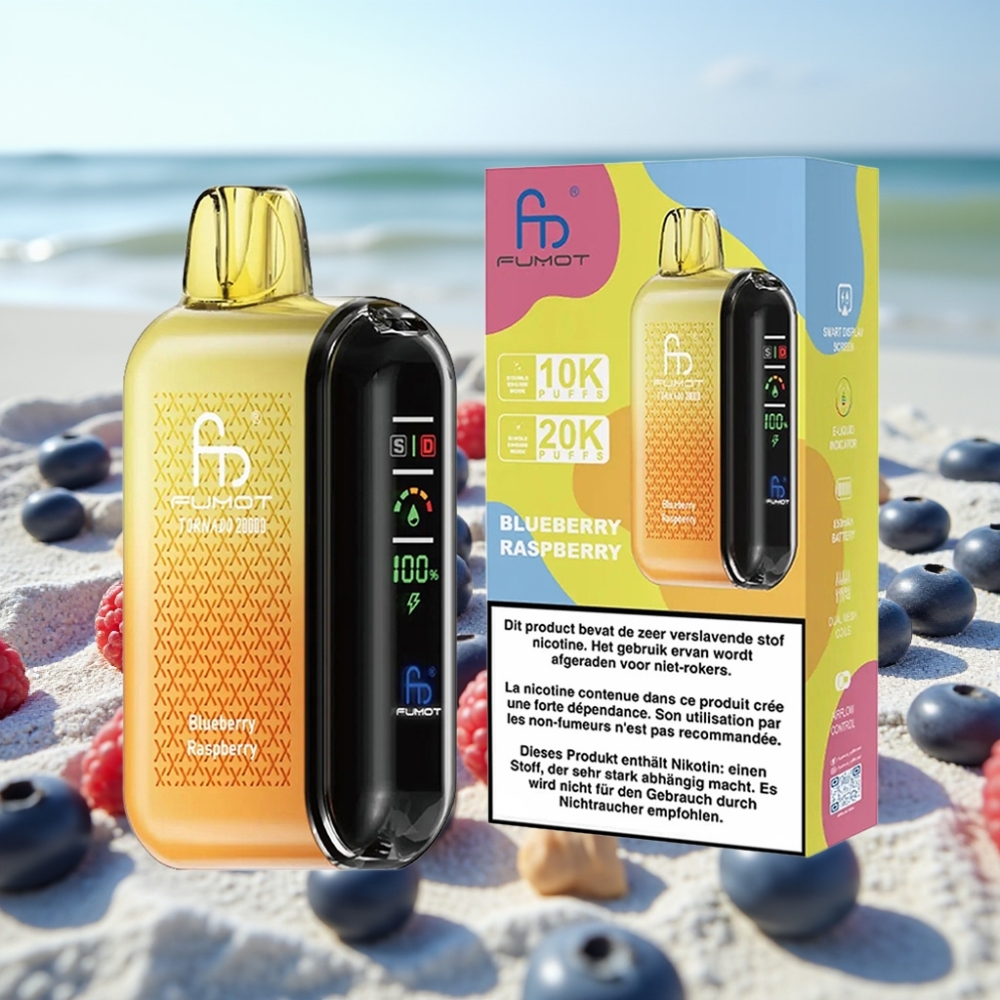 Fumot Tornado 20000 Puffs Disposable Vape Zilene Aveņu ar 20ml un 2 Nikotīna