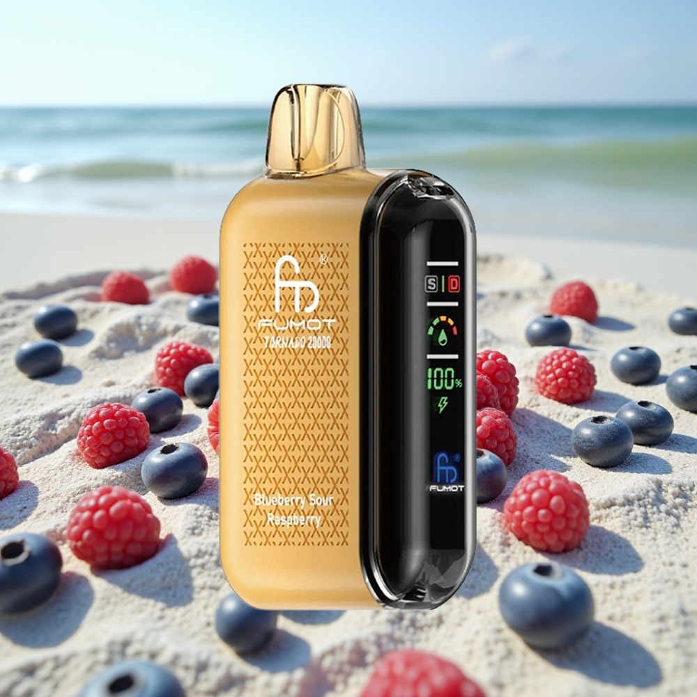 Fumot Tornado 20000 Puffs Disposable Vape Zilā Avenes Skābā Persiku 20ml 2 Nikotīns