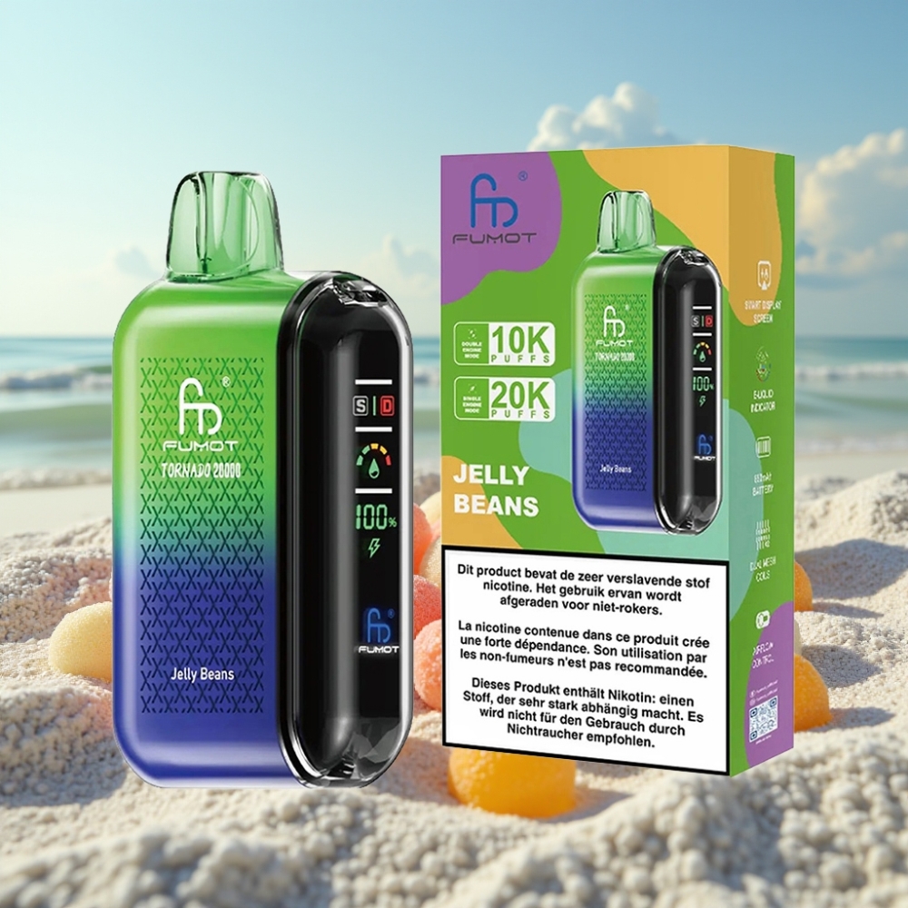 Fumot Tornado 20000 Pūšu Dual Mesh 20ml 850mAh Gāzes Kontrole 2 Nikotīns Jelly Beans