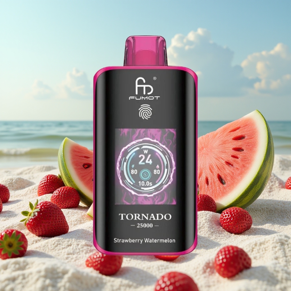 Fumot Tornado 25000 Puffs Disposable HD Ekrāns 700mAh Zemeņu Arbūzs