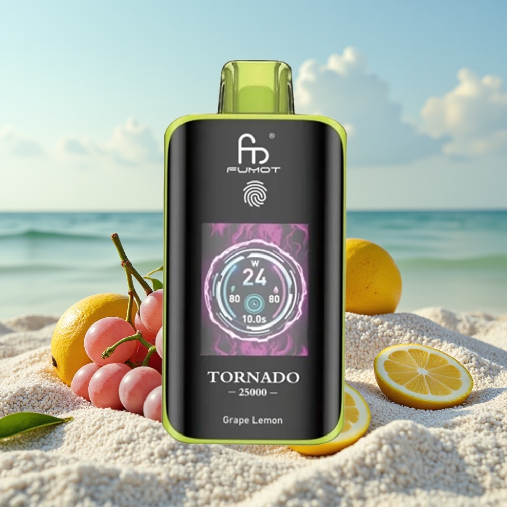 Fumot Tornado 25000 Puffs Disposable Vape Vīnogu Citrons 20ml 5 HD