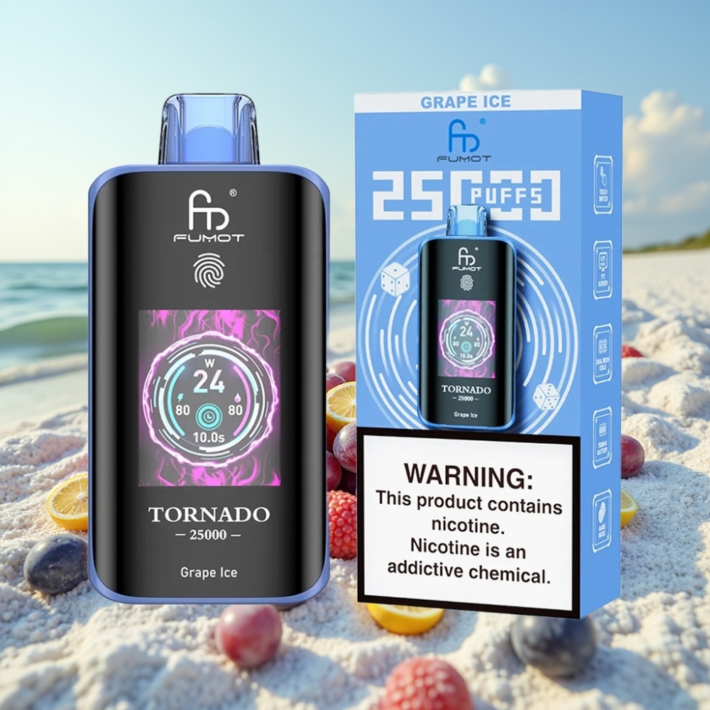 Fumot Tornado 25000 Puffs Disposable Vape Vīnogu Ledus 20ml 700mAh
