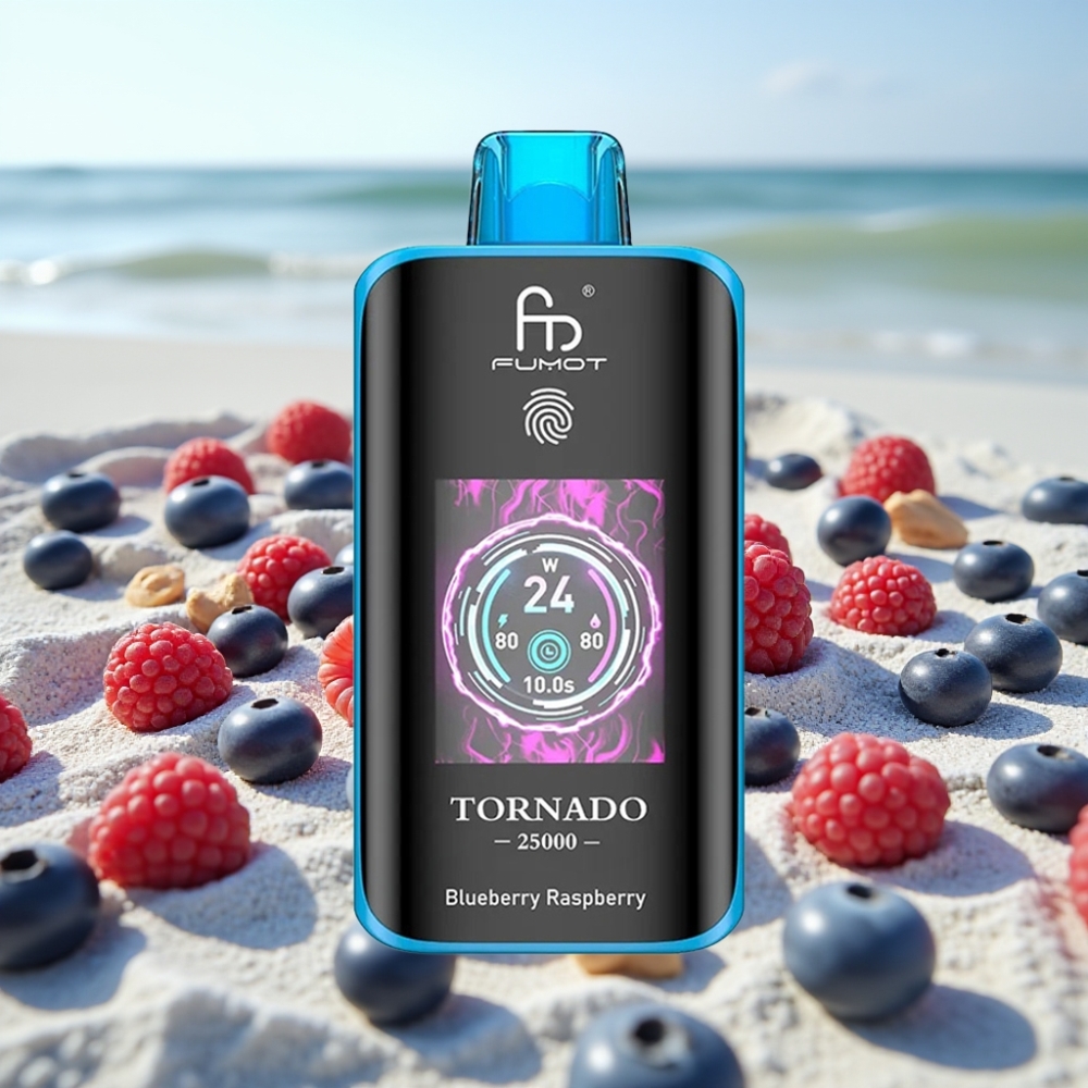 Fumot Tornado 25000 Puffs Disposable Vape Zilā Ožu Avenes 20ml 700mAh