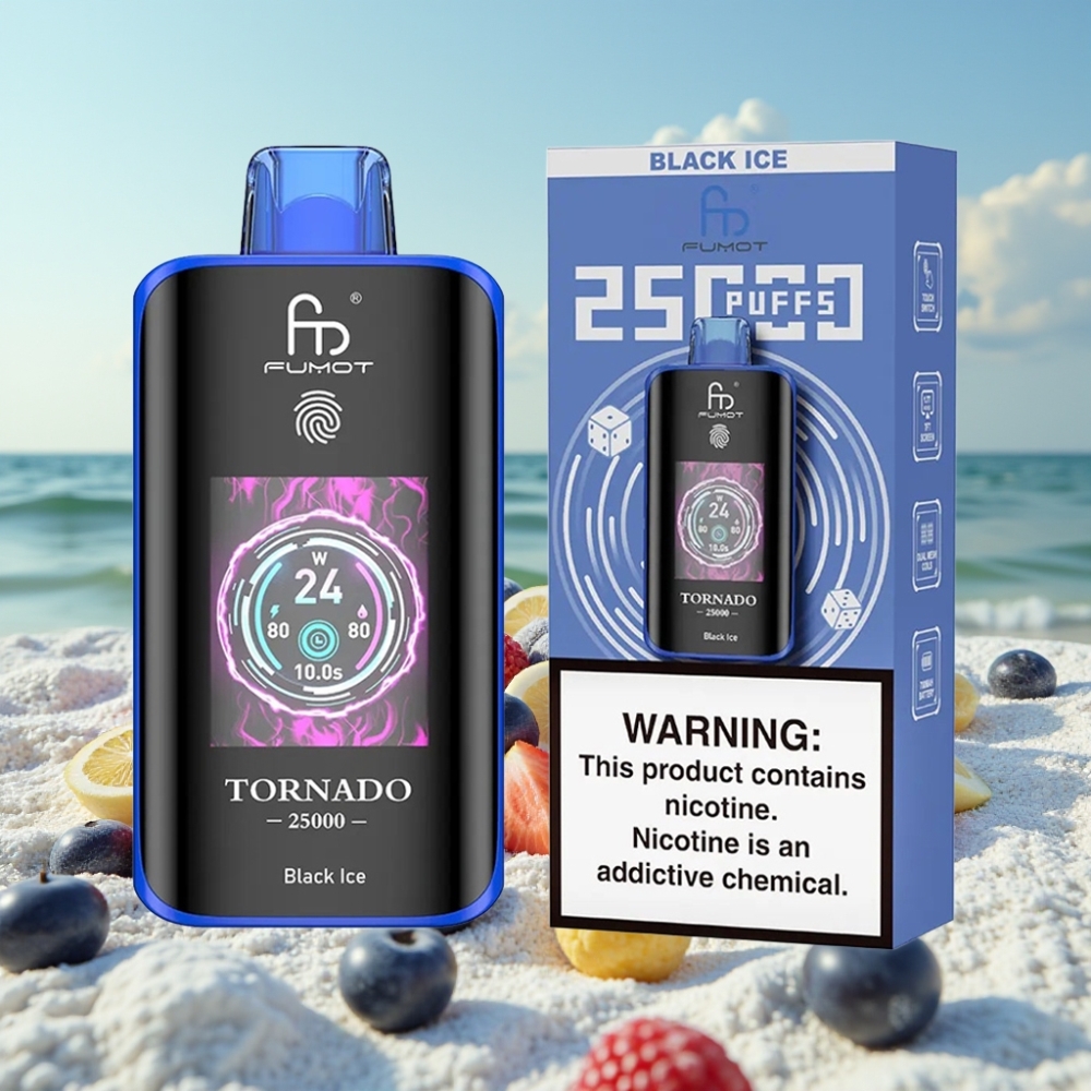 Fumot Tornado 25000 Puffs Dispozējamais Veips Melnais Ledus 700mAh 20ml