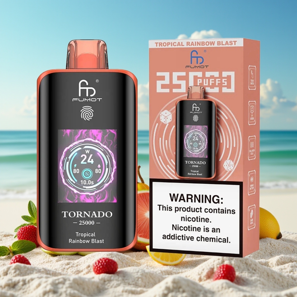 Fumot Tornado 25000 Puffs HD Ekrāns 20ml Tropu Varavīksnes Sprādziens