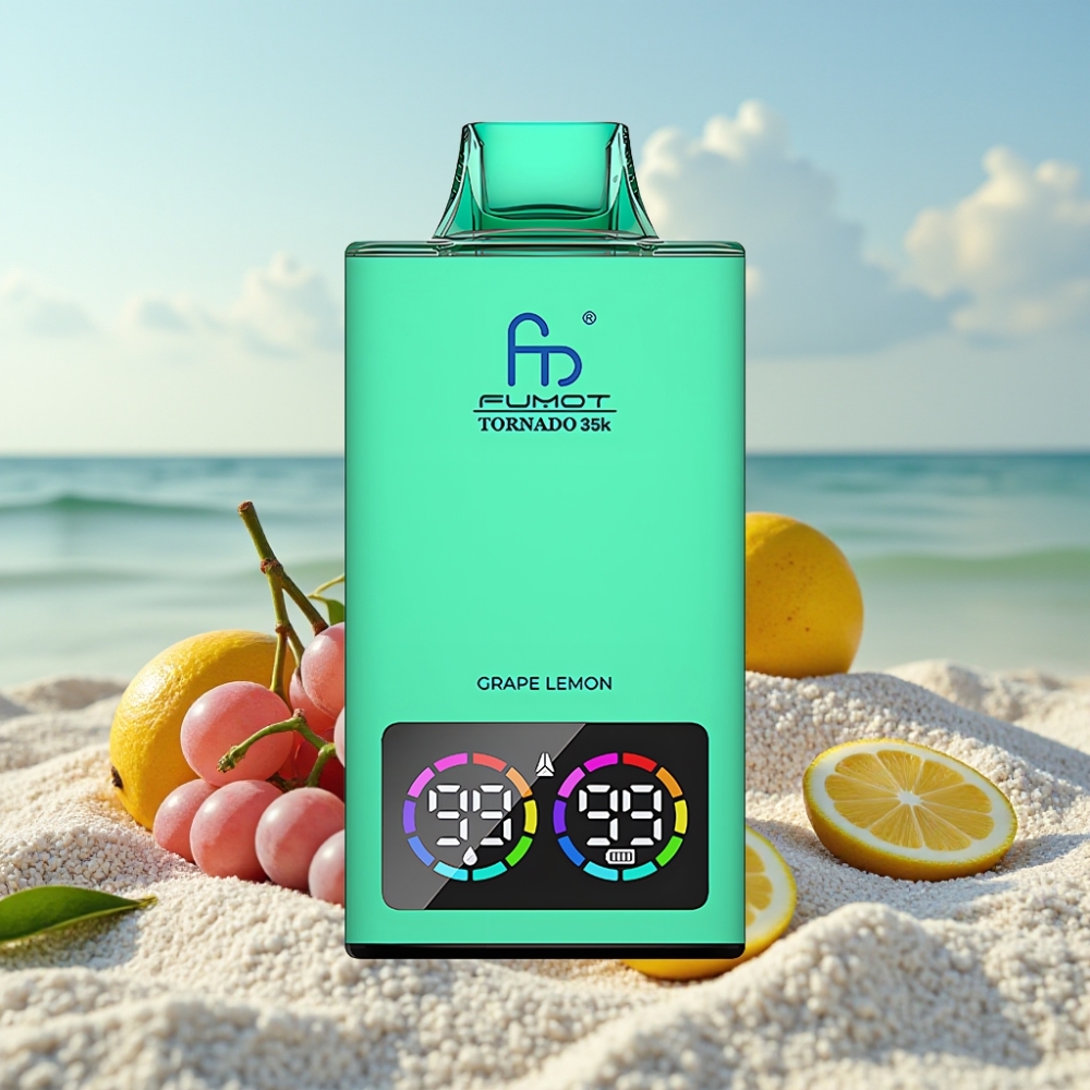 Fumot Tornado 35K Disposable Vape Vīnogu Citrons (Dual Mesh RGB 15ml USB-C)