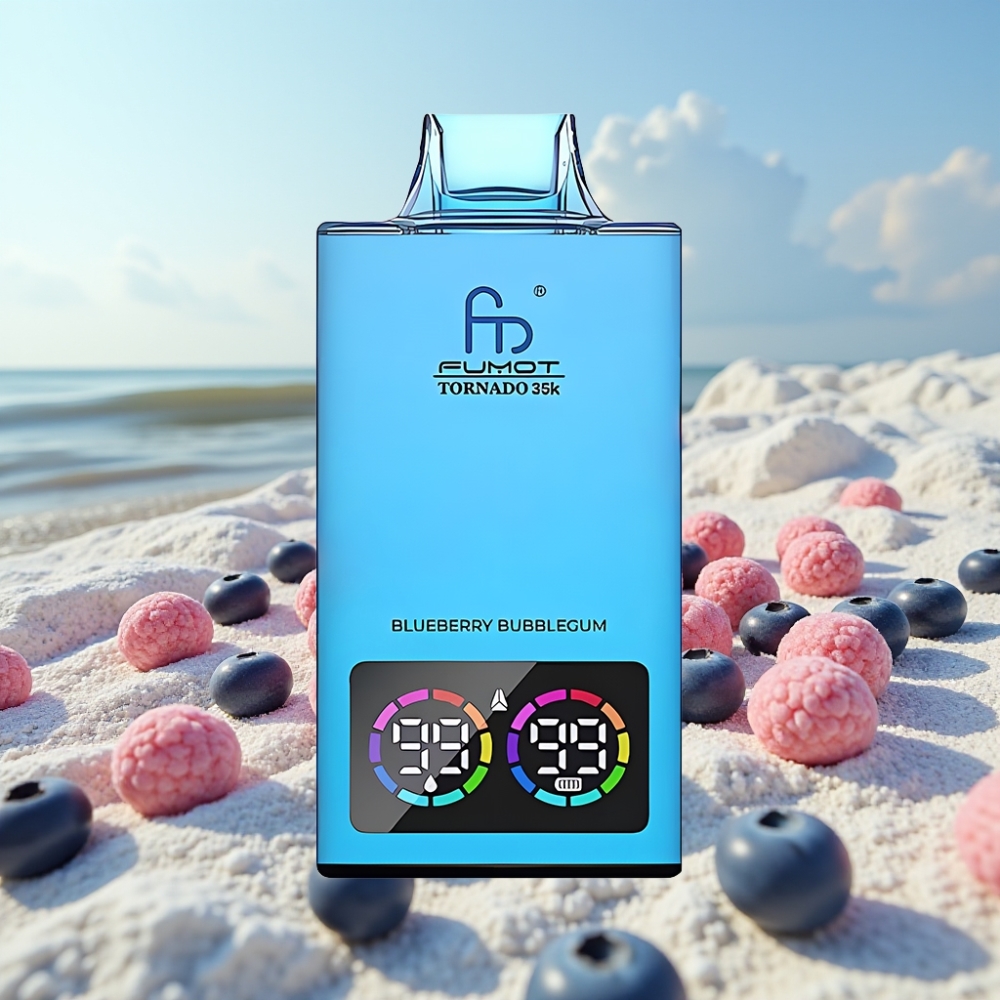 Fumot Tornado 35K Dispozabla Vape – Zilā Mellenes Košļājamoģele 15ml RGB Gaismas USB-C