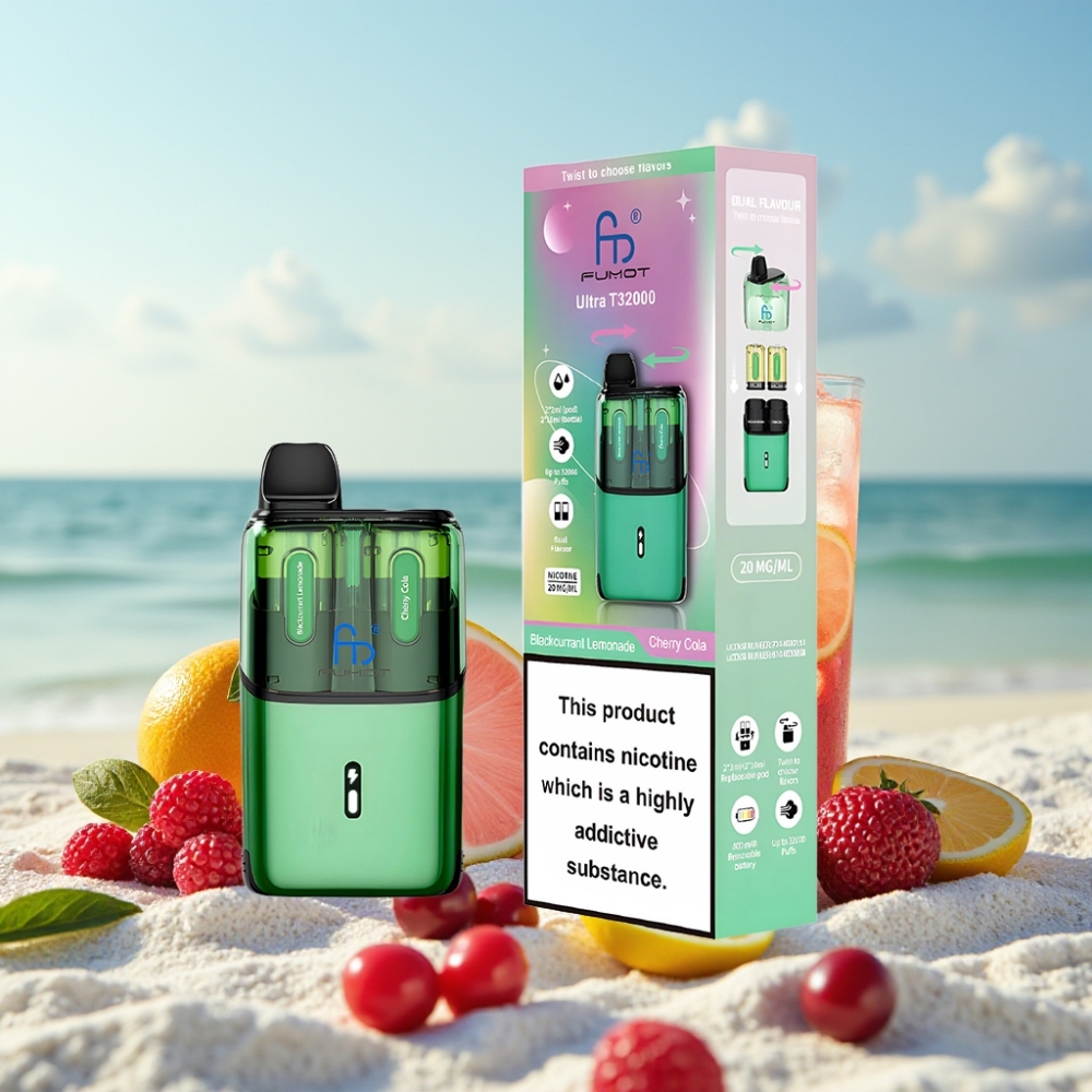 Fumot Ultra T32000 Disposable Vape – Melna Ribene Limonāde  Ķiršu Kola – 32000 Pūkšanas 24ml
