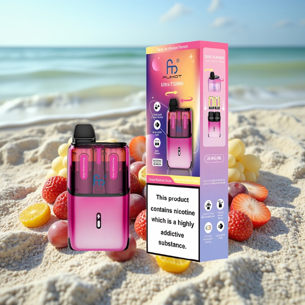 Fumot Ultra T32000 Disposable Vape – Vīnogu Varavīksnes Piliens (2x10ml 800mAh)