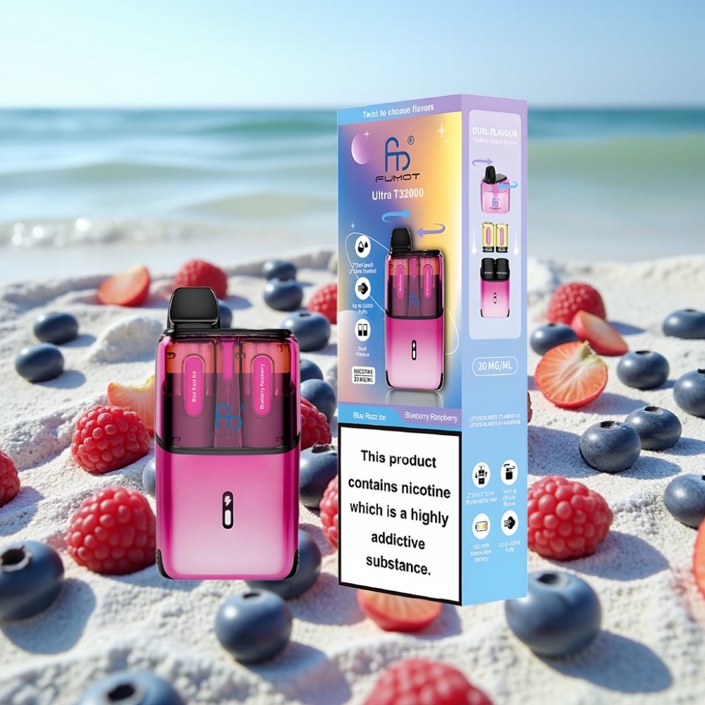 Fumot Ultra T32000 Disposable Vape – Zilā Aveņu Avene ar Ledu (32000 pūkšķi 24ml)