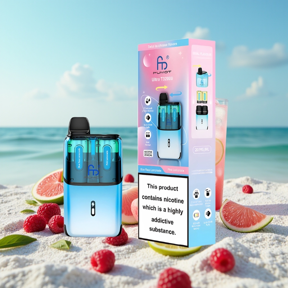 Fumot Ultra T32000 Disposable Vape – Zilā Aveņu Limonāde  Rozā Limonāde 32000 Iekšpūsu 24ml 20mg