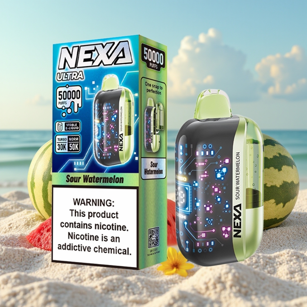 NEXA Ultra 50K Disposable Vape Skābā Arbūza Garša 20ml 800mAh 50000 Puffi